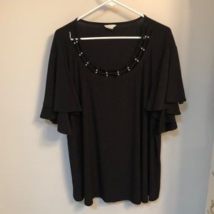 Woman’s pullover top with pearled collar 22/24